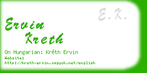 ervin kreth business card